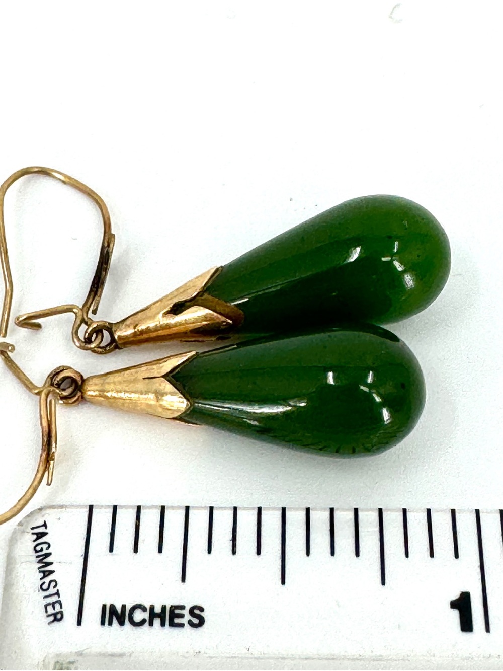 Vintage Jade Teardrop Earrings - Picture 2 of 3